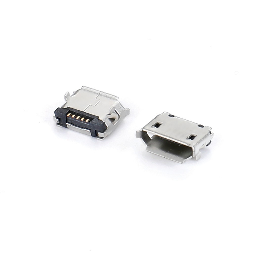 04BO-1803-0   Micro USB 5F SMT B型90度插板兩腳6.40腳高0.8短針不帶焊盤無柱有卷邊